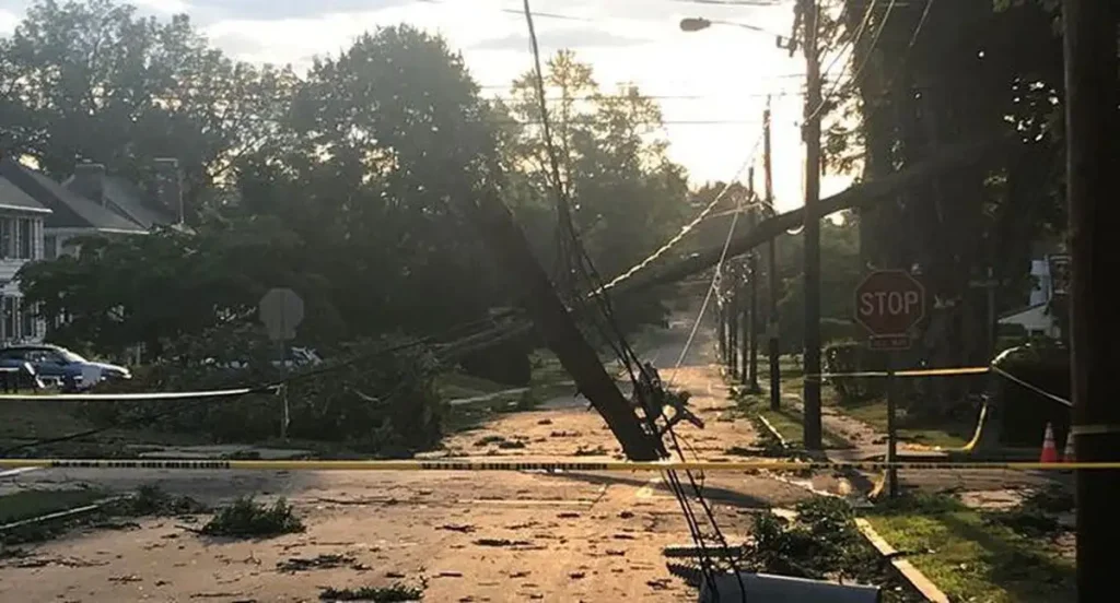 natural disaster powerlines down on cars